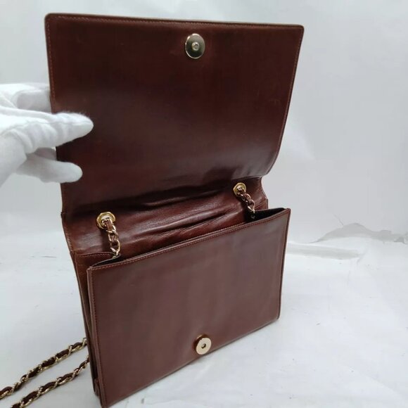 (R784) Chanel Shoulder Bag Chain Brown Lamb Skin - Picture 5 of 8
